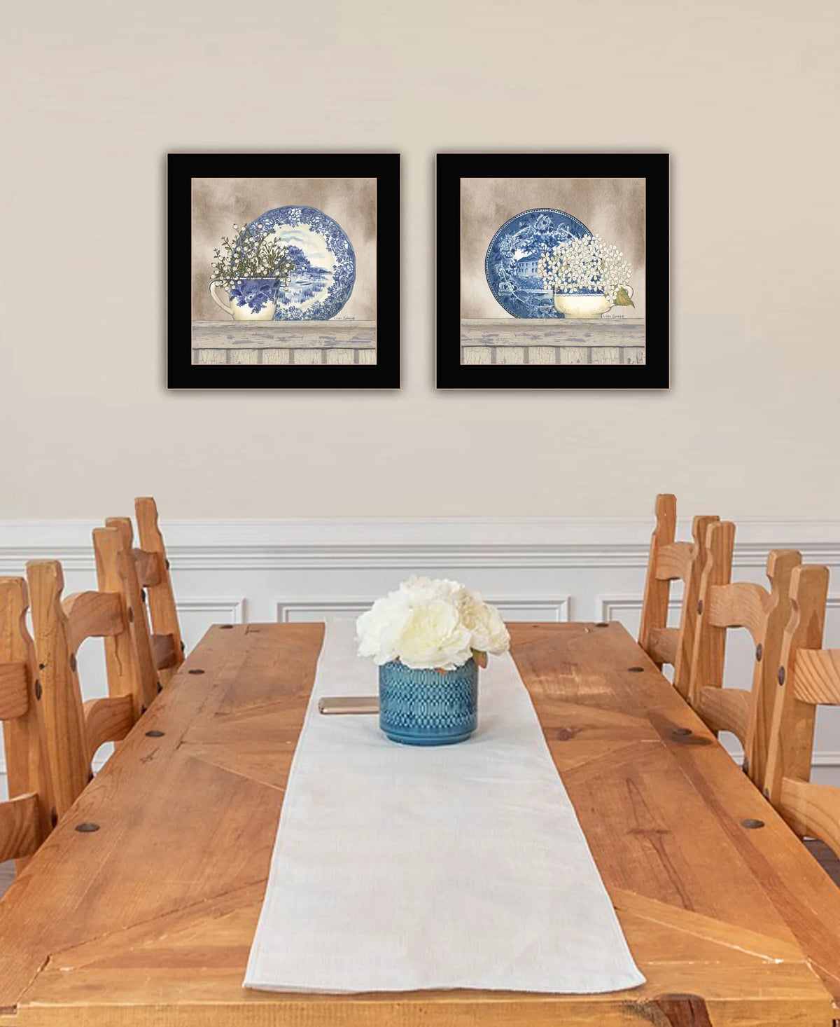 2-Piece Ready Blues Spivey, Linda Black Farmhouse By Framed to Print, Hang Frame "The Collection" Vignette