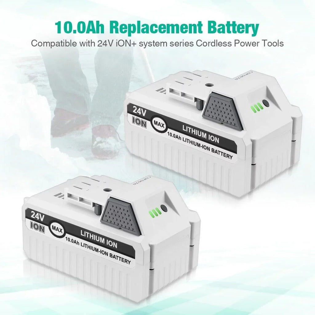 Battery Cordless 2Packs iON+ All Li-ion Joe with 24VBAT-LTW Blower Compatible Snow Joe 10000mAh 24V for Snow 24V System 24V-X2-SB18 Joe 24VBAT-LTE and Sun 24VBAT-LTX Battery iON+ for 24VBAT-LT 24VBAT