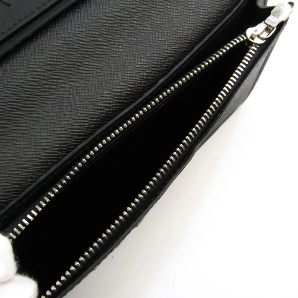 Men's (bi-fold) Wallet Epi Portefeuille Long Brazza Leather Noir M60622 (Good) Epi Pre-Owned