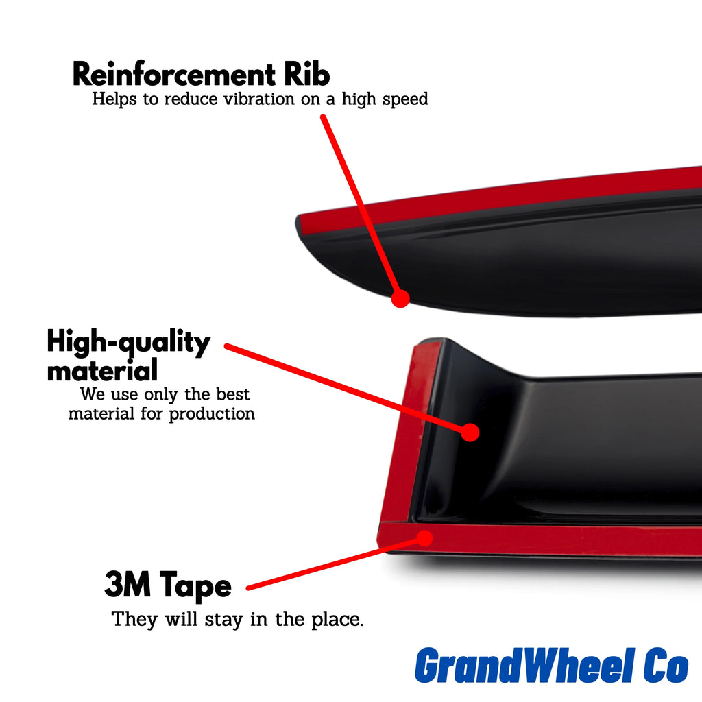 Guards Tape-On Smoke Compatible Nissan Vent GW0299 Deflectors with - Rogue Tinted Window GrandWheel Rain 2021-2024 Co Side 6pcs. Visor
