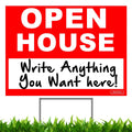 Sign Back Metal Stake Ground UV Corrugated Yard - x included - & - 18" 24" - with Plastic Front Ink HOUSE Printed OPEN - sign