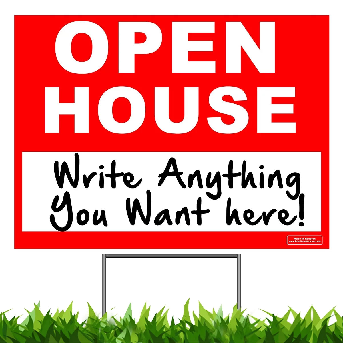 Sign Back Metal Stake Ground UV Corrugated Yard - x included - & - 18" 24" - with Plastic Front Ink HOUSE Printed OPEN - sign