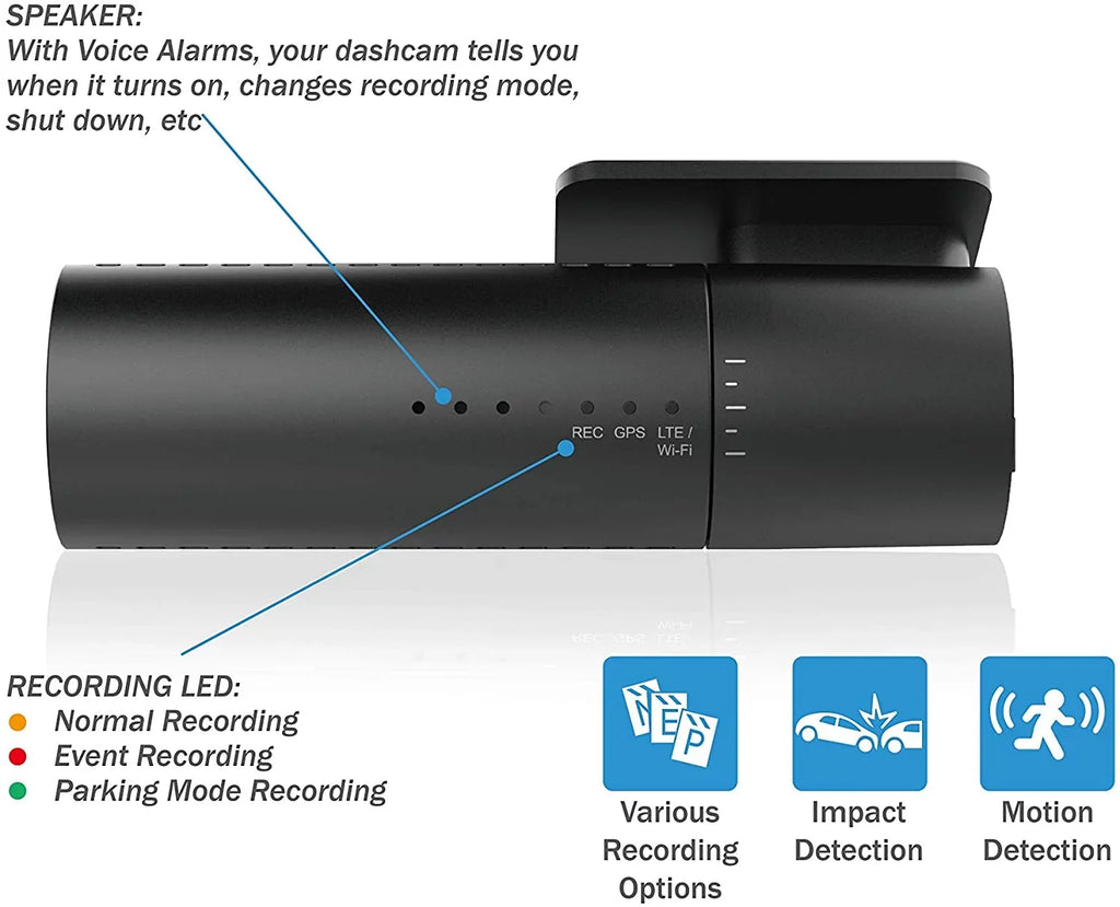 Hogor | Wi-Fi Dashcam | Lens Mode Card microSD HD Full BlackVue Support 32GB with Cloth with Parking DR590X-2CH