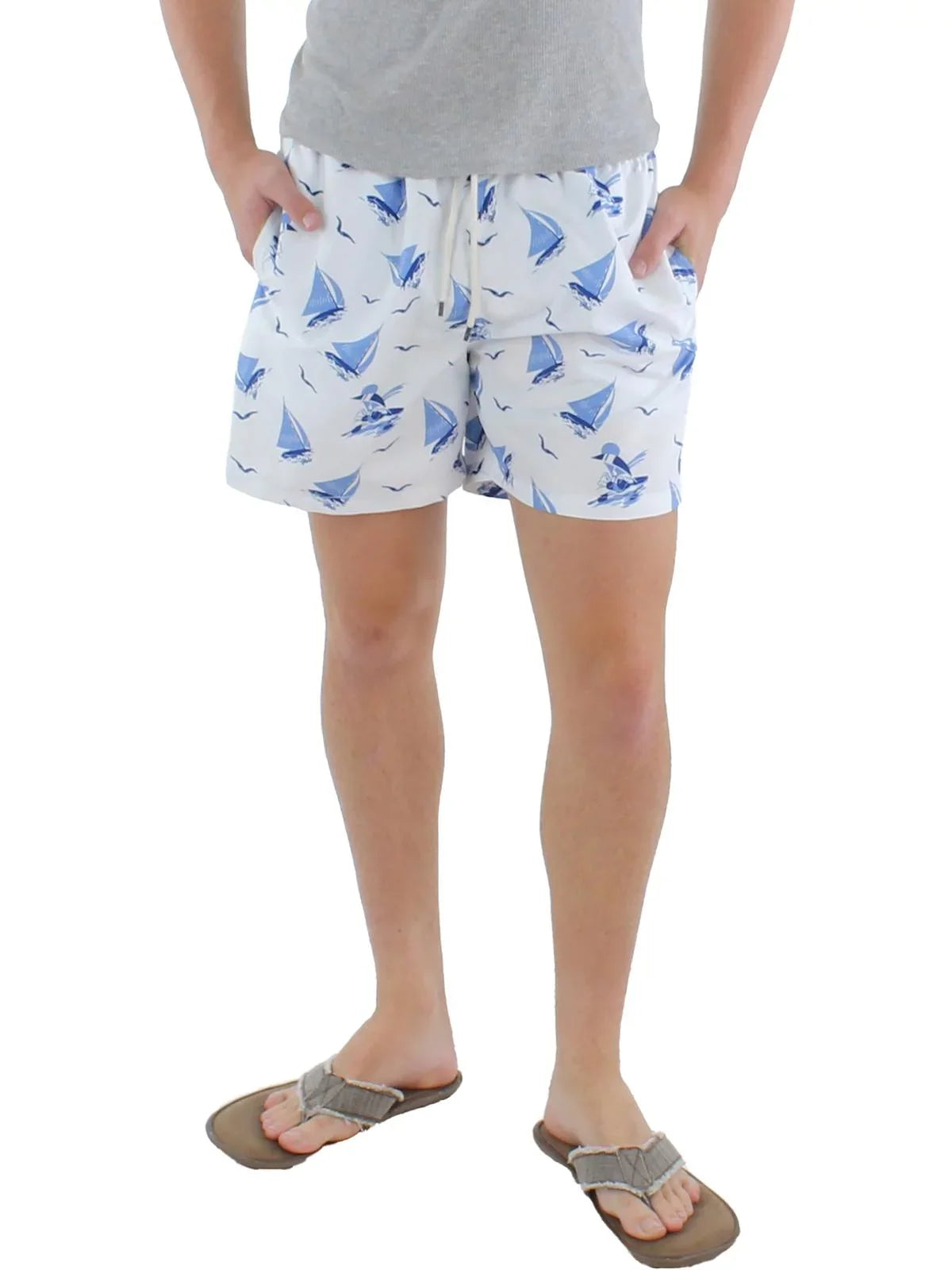 Swim Lauren Mens Printed Beachwear Trunks Sailboat Polo Ralph