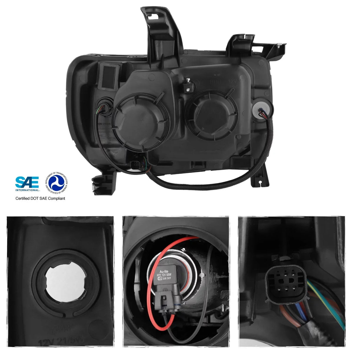 Headlights Bar - Light LED Projector Black Canyon For DRL 2015-2022 - AKKON Pair GMC Housing
