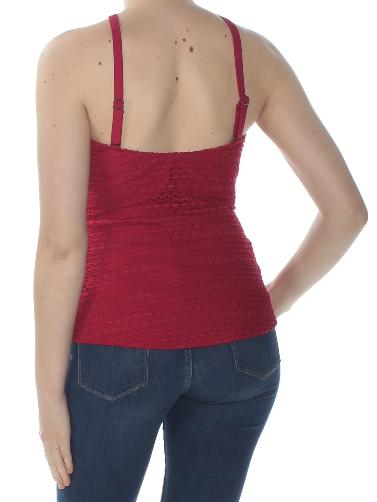 Top $34 ESCAPE ISLAND Crochet Red At Sea Womens Tankini 10 Lost High Neck B+B