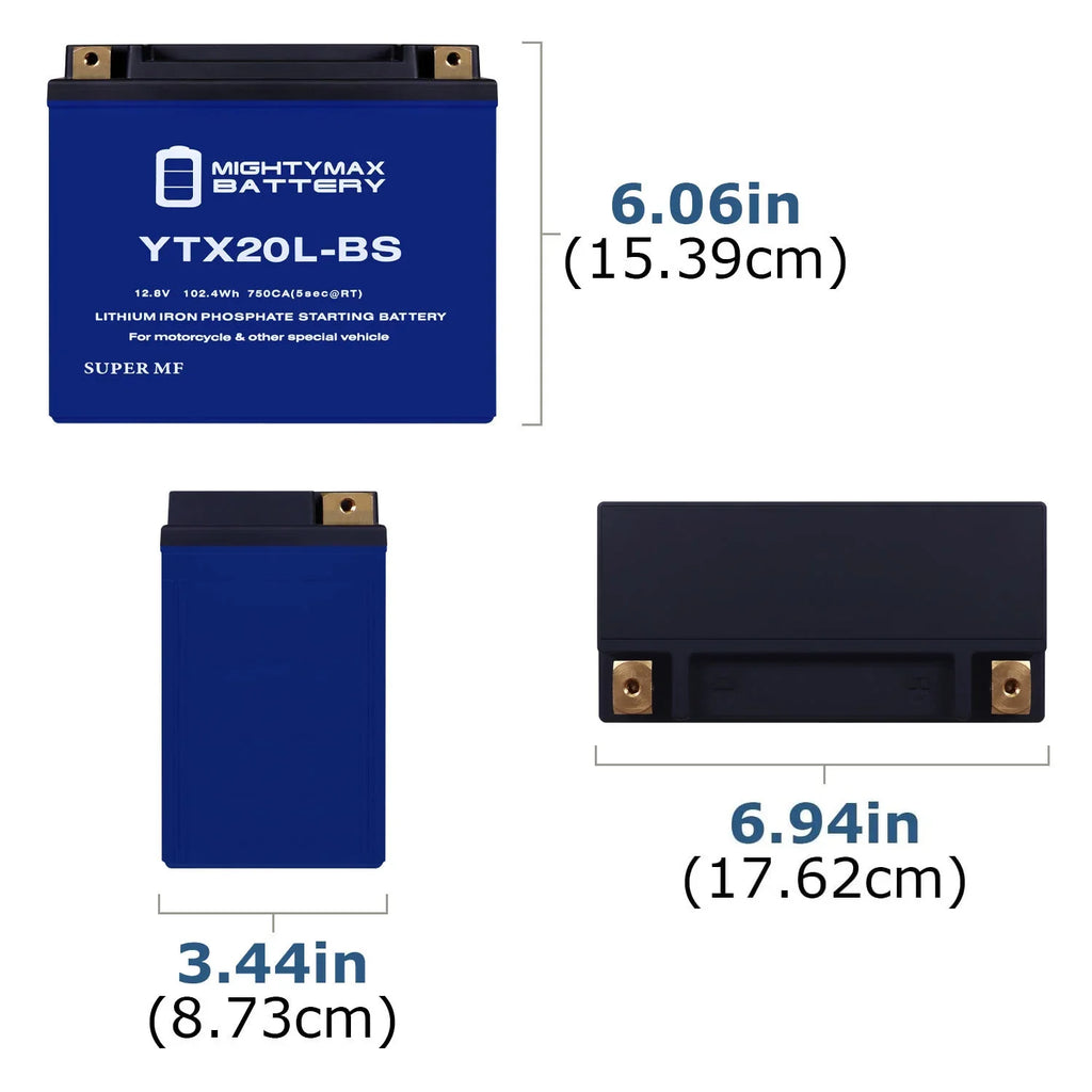 All RXP GTX Battery YTX20L-BS SeaDoo Lithium Replacement compatible with Models 94-07 4-TEZ,