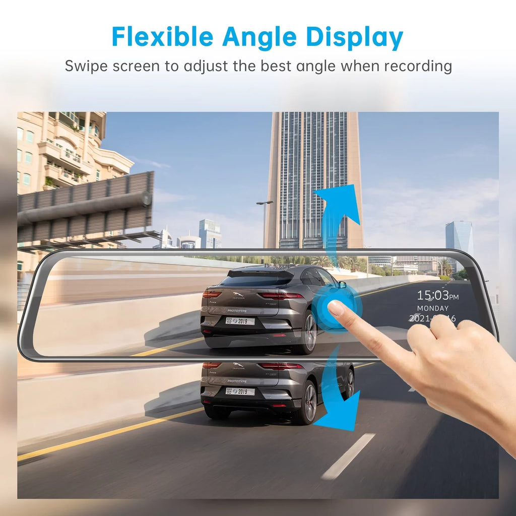 with Vision Rear Control Cam 2.5K Waterproof Voice GPS, Cam Screen, Backup Front Mirror and 12" TOGUARD w/Anti-Glare, Touch Dash Lock, with Wireless Mirror View Rear Parki Camera, Emergency Night Dash