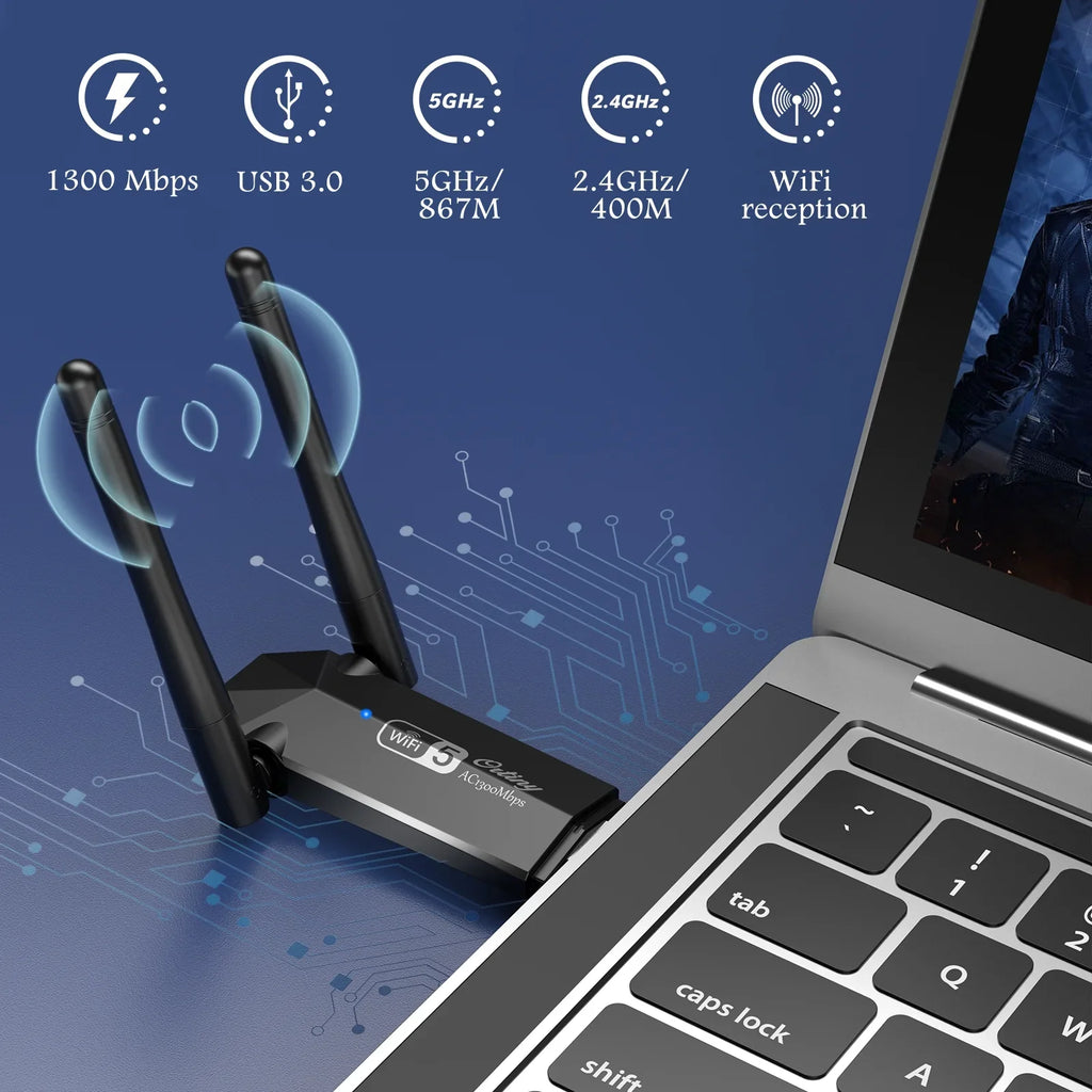 for for 1300Mbps Supports Wireless Windows WiFi USB WiFi Dongle Adapter Ortiny Network Adapter Wireless PC, Laptop Desktop Adapter, Dual 11/10/8/7, Band USB Dual Mac OS 5G/2.4G Band 10.9-10.15 WiFi