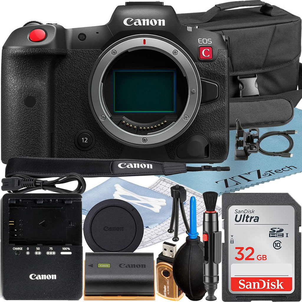 Canon C 4K R5 + Accessory Card SanDisk (Body) with + Video Memory EOS Camera Cinema Bundle Case ZeeTech + 32GB Mirrorless