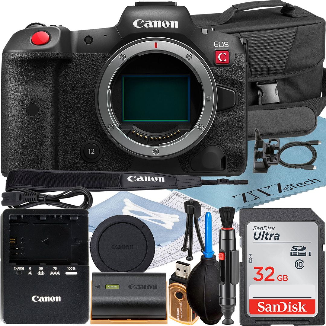 Canon C 4K R5 + Accessory Card SanDisk (Body) with + Video Memory EOS Camera Cinema Bundle Case ZeeTech + 32GB Mirrorless