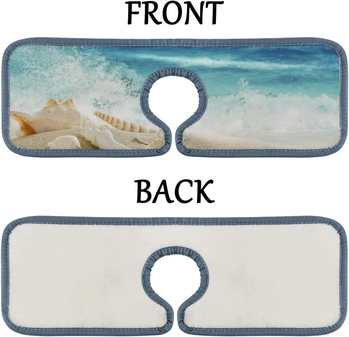 Bestwell Drying Kitchen Guard Mat, 3PCS Bath Microfiber Conch Beach Splash Sea Sinkmat Faucet Countertop Drip Sink Mats Absorbent Catcher, Washable