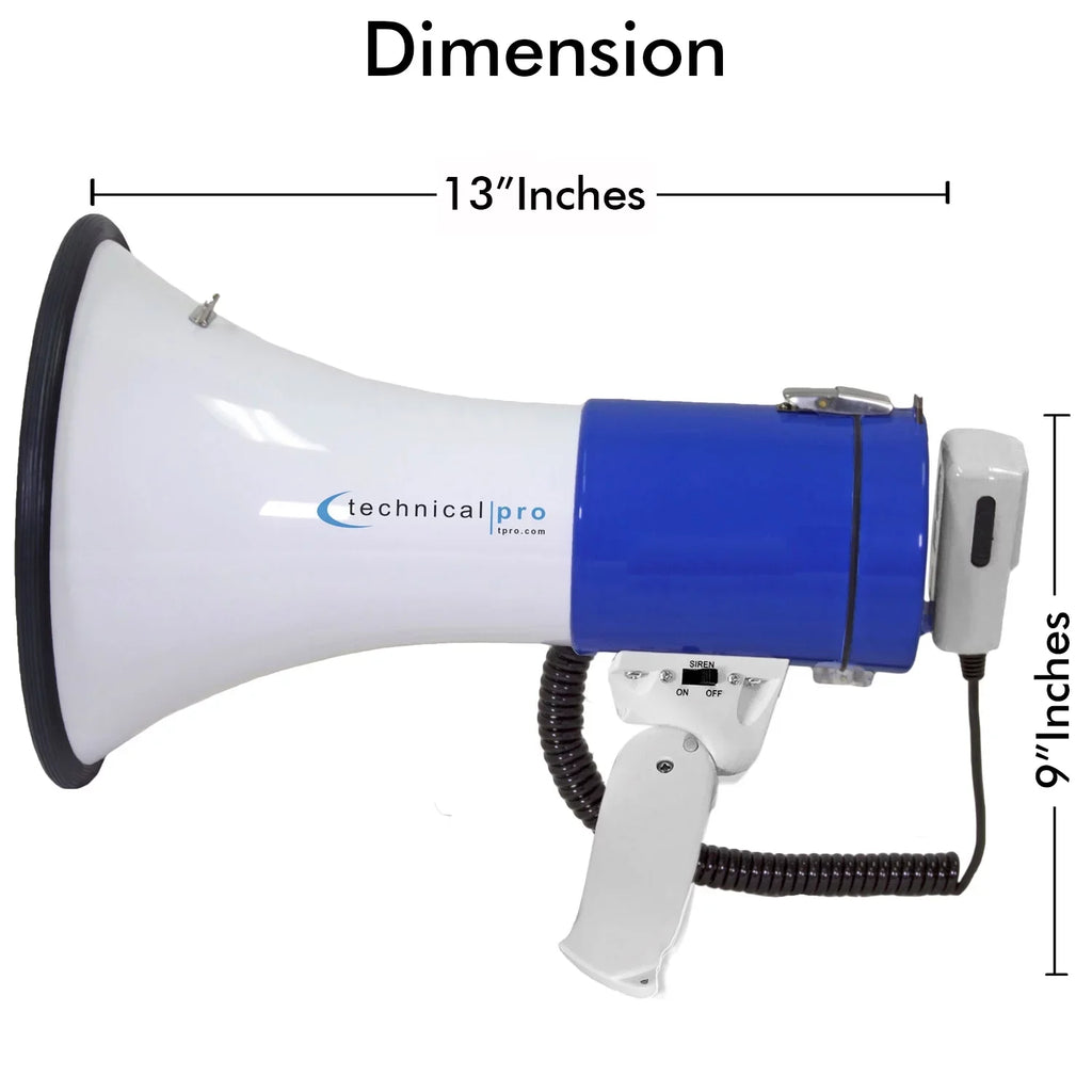 and Adjustable 4) Built-in Control Volume Technical Megaphone 40 (Qty Speaker Bullhorn Watts Pro 1200 Yard with Range Siren,