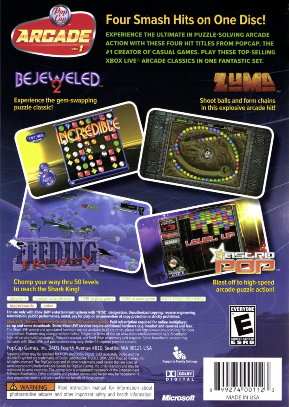 PopCap Volume Arcade 360 Xbox 1 -