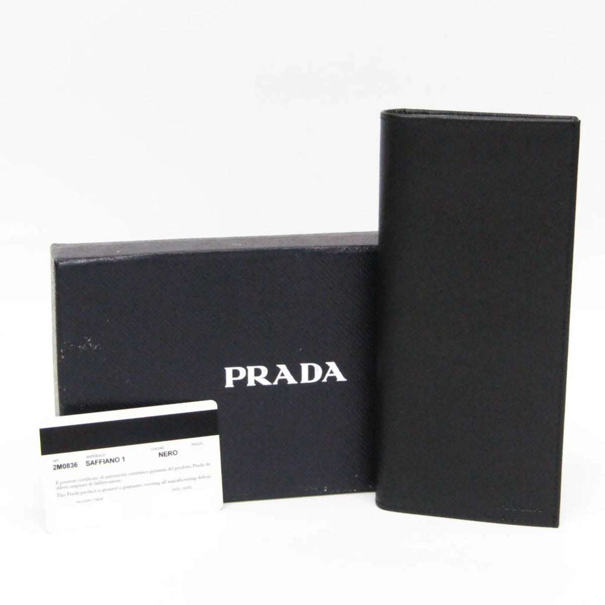 Men's 2M0836 Long Leather Prada (Good) (bi-fold) Black Pre-Owned Saffiano Wallet