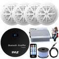 Gauge 21-29' Wire, Boat x Kit, Marine Bundle: Radio Bluetooth 4 Pyle Speakers, Amp Marine 6.5'' Bundle Speaker USB 4-Channel Pontoon Receiver Combo design w/ AUX White Antenna Wiring with 120W Audio