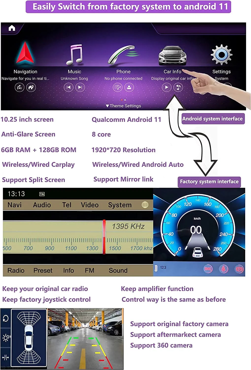 W204 C 8GB+256GB Screen Wired Year Class Touch with 10.25" Touch Top Mirrorlink Supports NTG4.5/4.7, CarPlay Wireless Car for Auto 13 Car Android Screen Stereo Benz Road Android 2011-2014