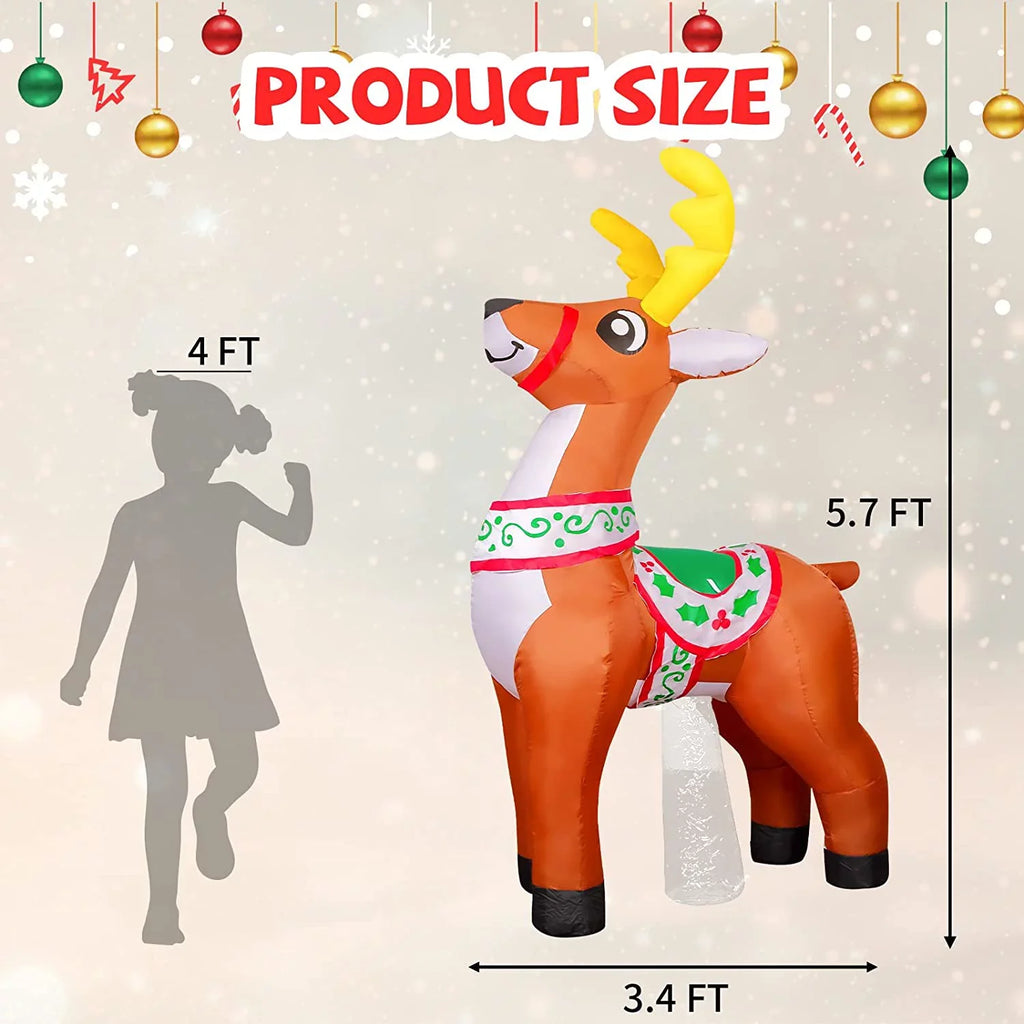 Inflatable Christmas Christmas GOOSH Inflatable, with Lights, 5.7 LED Blow Reindeer Xmas/Holiday FT Christmas Up Reindeer Reindeer Inflatables Decorations exterior for Inflatables Decorations Clearance