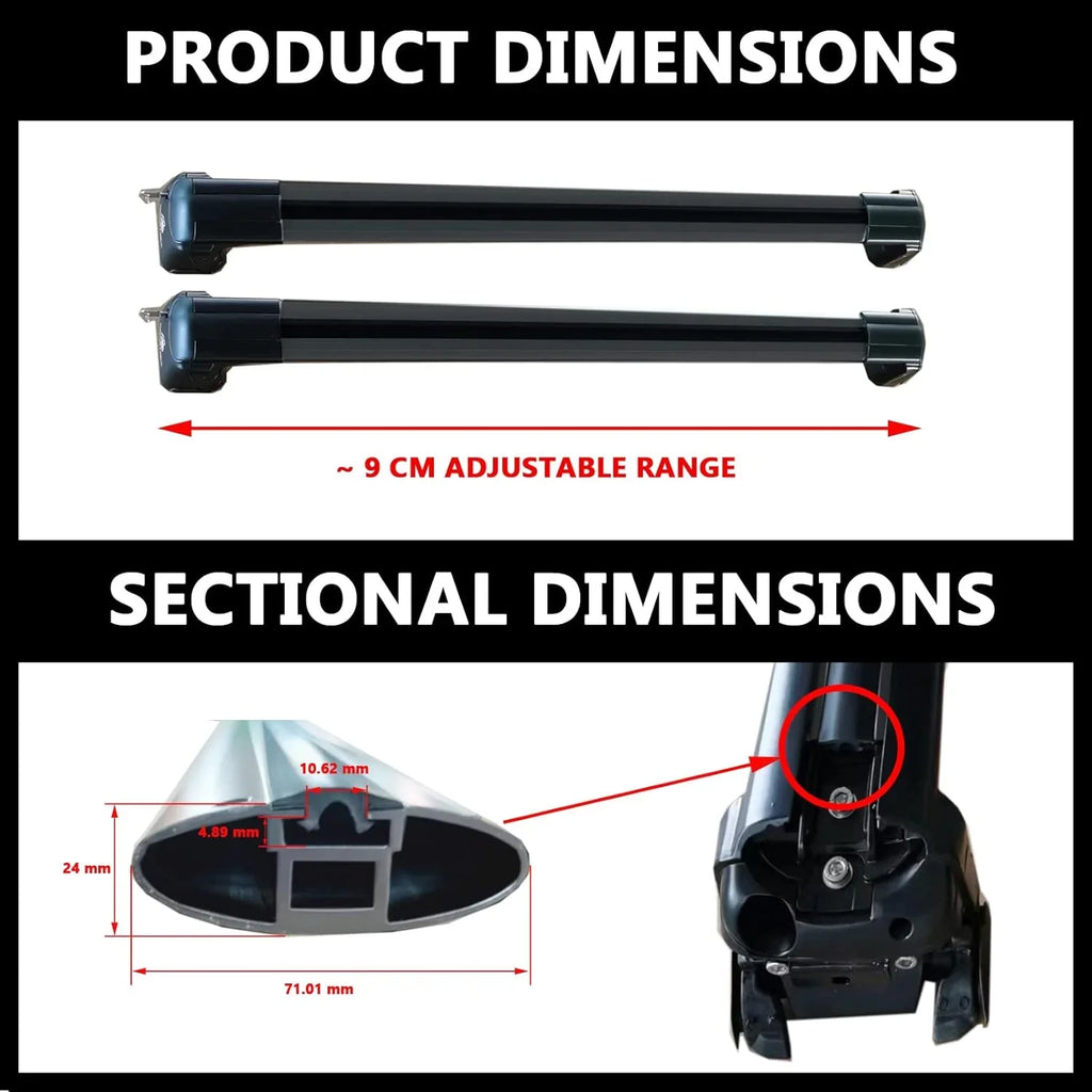 Crossbars Side Rails, Outback Lush Fit Carrier Cross Black Box Rack Board, Cargo Bars – Rooftop Premier Roof Luggage, Ski SO14T ROKIOTOEX for Touring 2015-2019 Subar-u for Bike Chrome