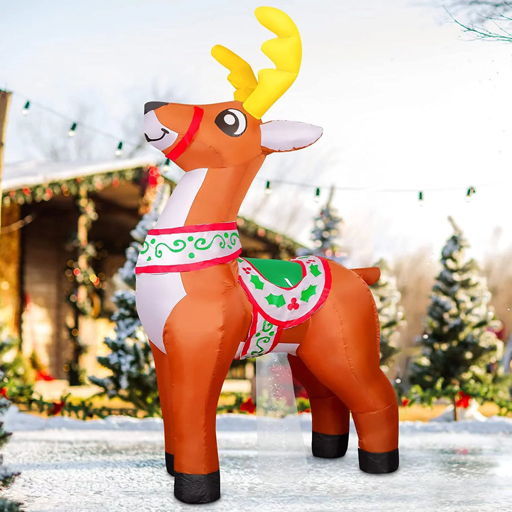 Inflatable Christmas Christmas GOOSH Inflatable, with Lights, 5.7 LED Blow Reindeer Xmas/Holiday FT Christmas Up Reindeer Reindeer Inflatables Decorations exterior for Inflatables Decorations Clearance