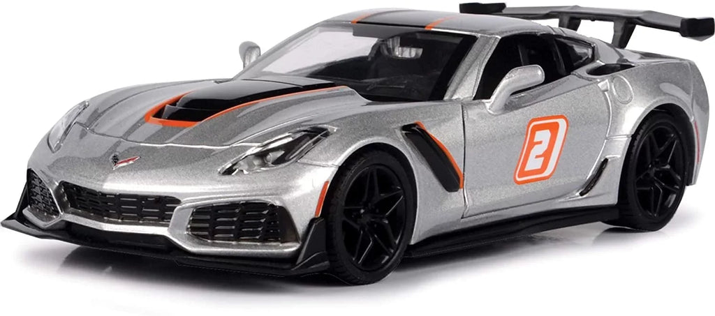 ZR1 #2, Chevy Toy Silver - Corvette 73785SV Motor Car Model scale 1/24 Max 2019 Diecast -
