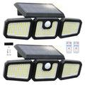 Lights Yard Security Sensor Heads (2 Garage with Outside Control Lights for Remote - 210LED Lights 2500LM - exterior 3 Solar Packs) Waterproof Motion Yyton Flood