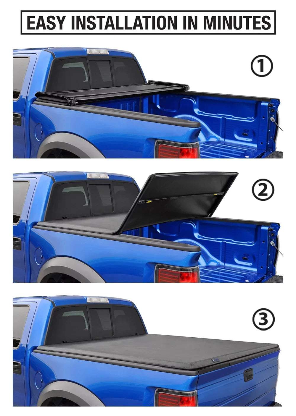 w/o 09-14 (66 For (NOT Stepside) Tri-Fold Series) Fit TG-BC3F1019 Track 5.5 2011 Tonneau Truck Cover Trifold inch) F-150 Utility feet 2010 2012 2013 (NOT Cover Pickup Raptor TYGER Bed Cargo Tonno