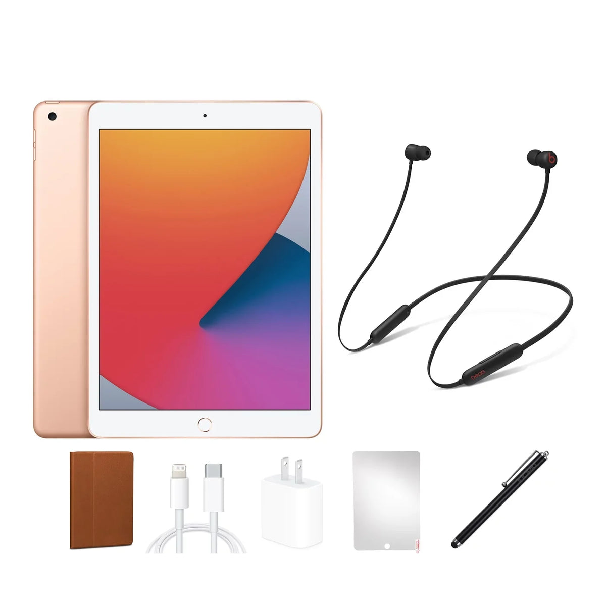 iPad Case, Flex pen, Wi-Fi 8 32GB, BUNDLE Bundle. accessories. Screen Beats 2020) (8th charging only, Gen, stylus iPad Refurbished INCLUDES: Beats Protector, Headphones, Gold,