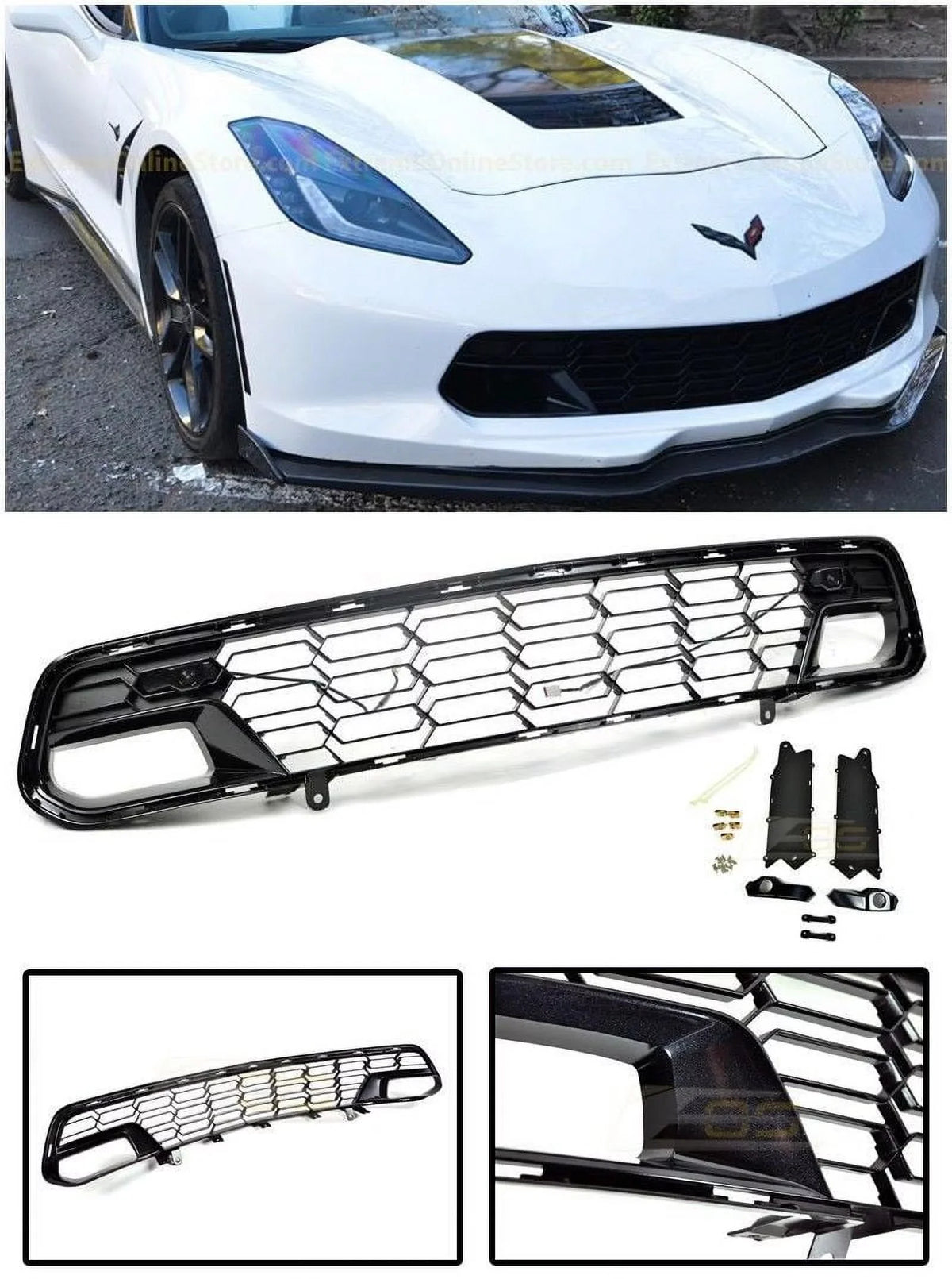 | Front Chevrolet Bracket) Camera Replacement GM Metallic Extreme Z06 Bumper C7 Front All Models (with Carbon Factory Corvette design Grille Flash for Store Cover Lower 2014-2019 Online Painted