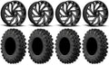 18" Reaction Teryx Kawasaki Black Wheels Mule XL Tires MotoRavage 40" Fuel