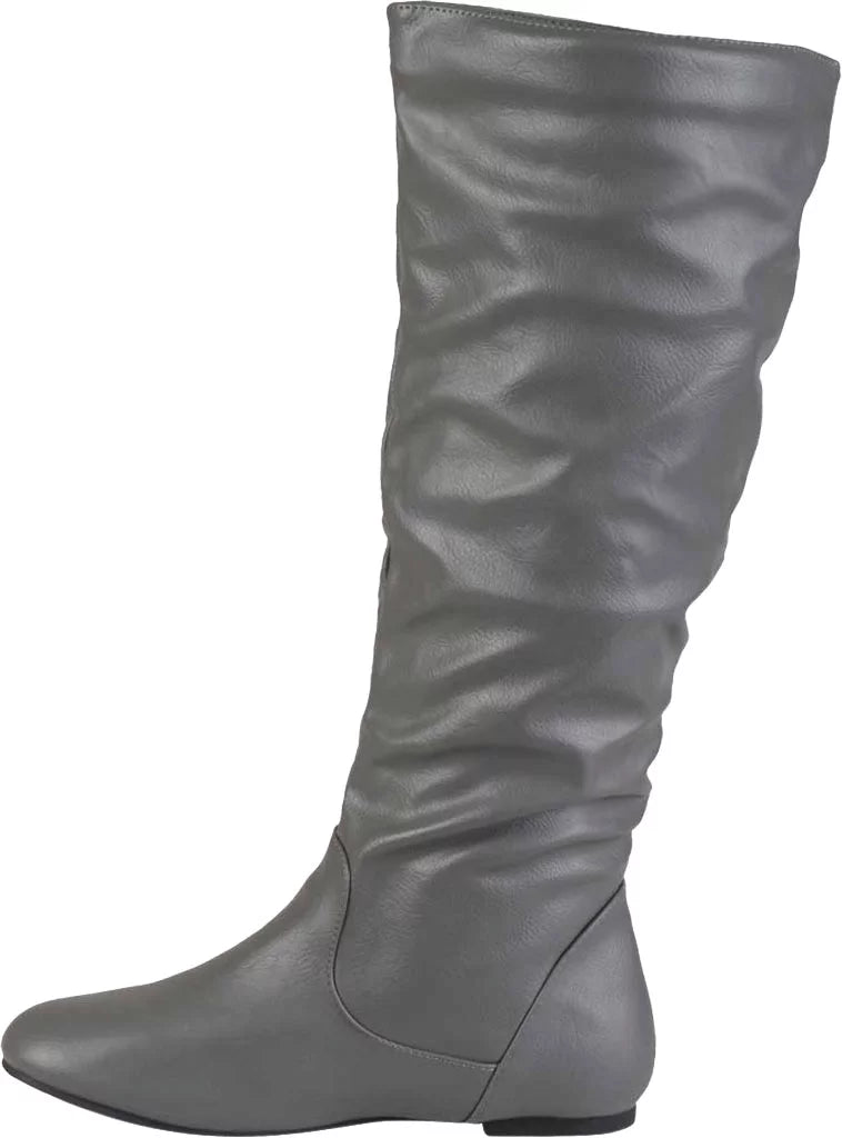 Women's Jayne Boot Faux High Wide 7.5 Grey Leather Extra Knee M Collection Calf Journee Slouch