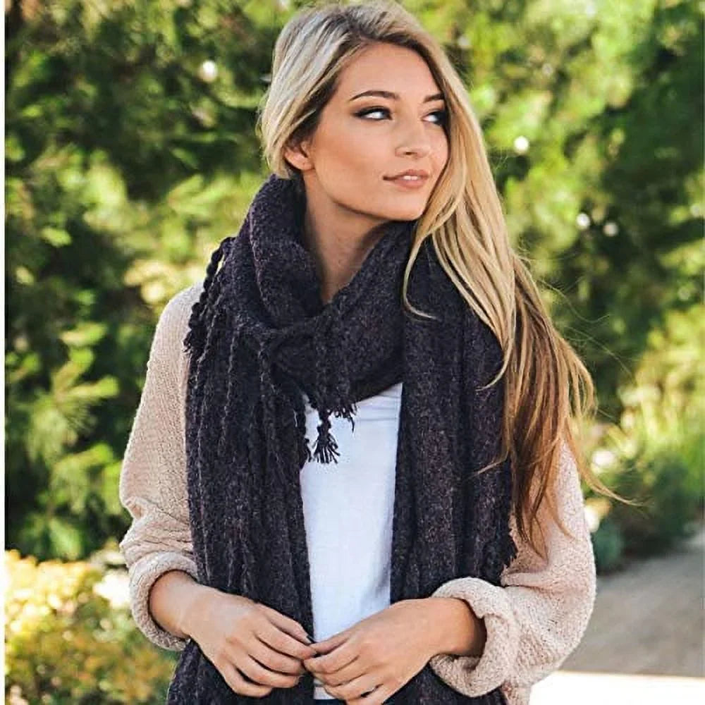 Pashmina for Classy Soft Warm Shawl Cozy Solid Tasseled Lightweight Oversized Blanket (Purple) Plaid Scarves Infinity Scarf Winter grade Scarfs women Chunky