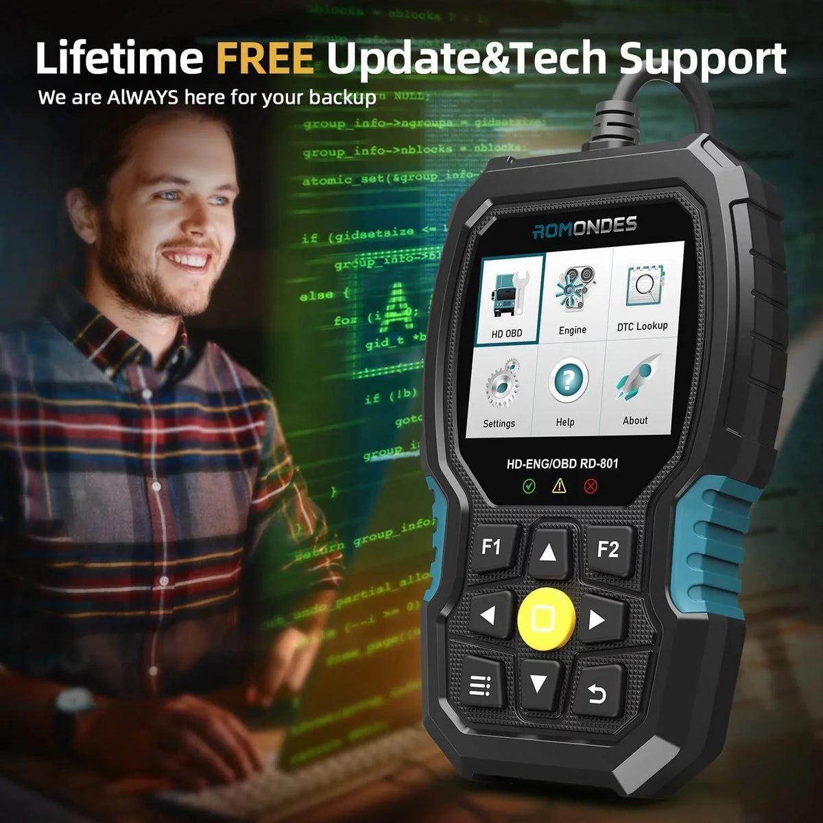 RD801 Truck Scanner Diagnostic Truck Romondes Heavy Code OBD2 Tool Reader Diesel Scanner Duty