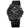 Chronograph Steel Men's Black Bracelet Swiss Quartz Stainless Watch