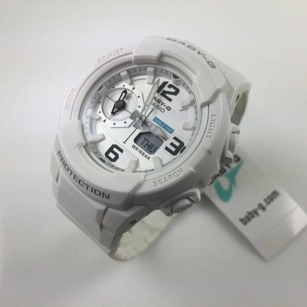 Strap White Ana-Digi BGA230-7B White Women's Alarm Watch Baby-G Resin Time World Dial