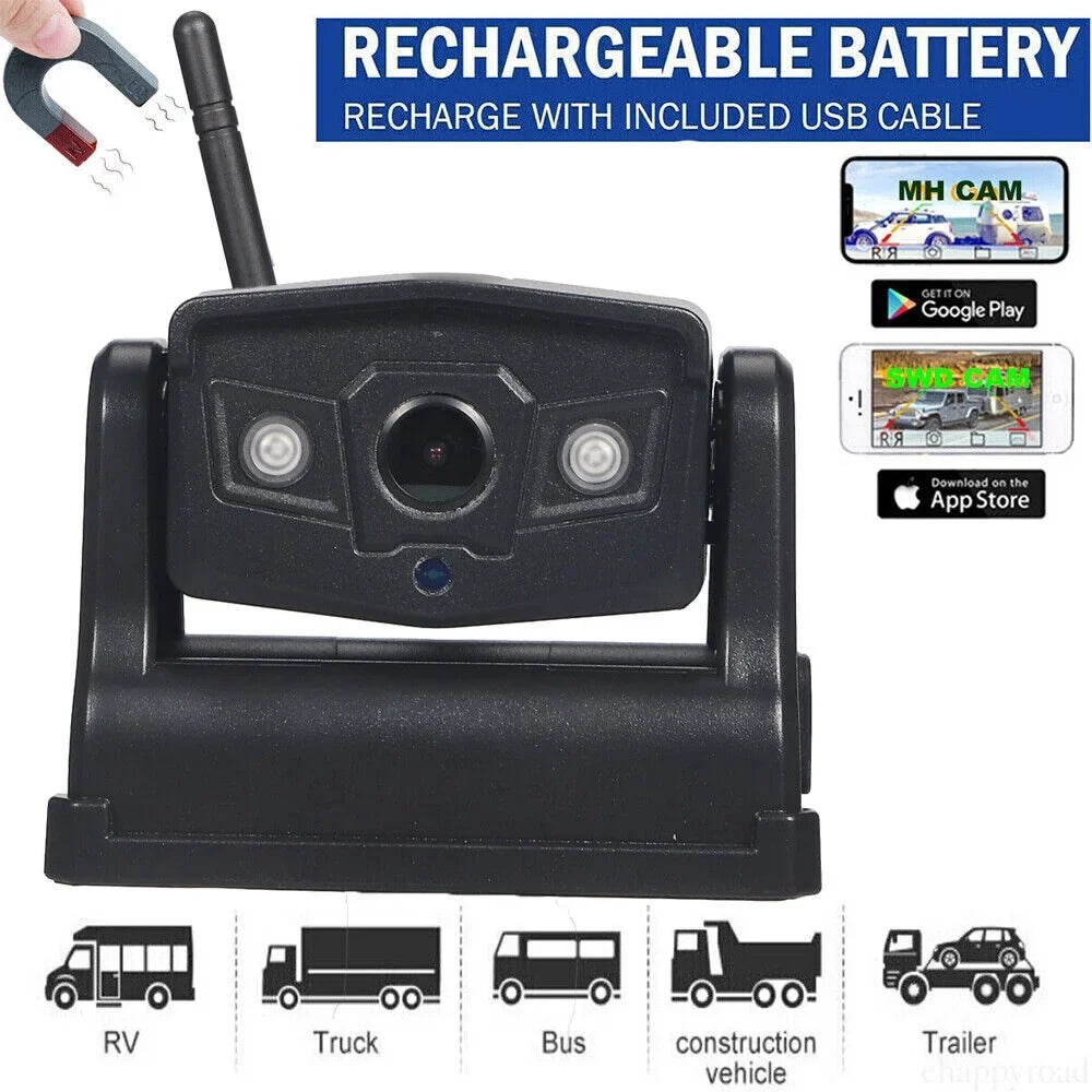 Backup Front/Rear View Battery Wireless JLLOM Camera, Magnetic 9600mAh WiFi Camera