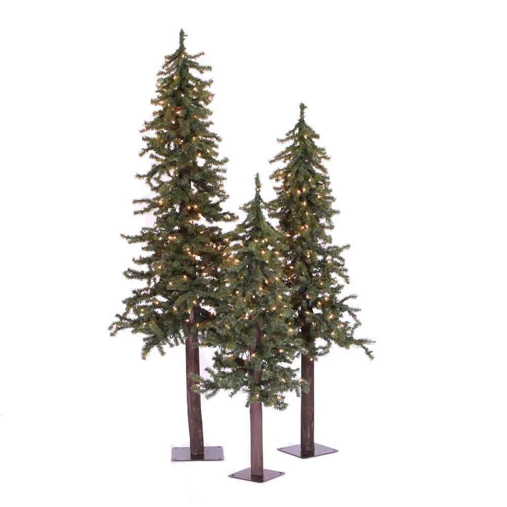 Set, Vickerman 5' 4' Tree Alpine Incandescent Christmas Natural 6' Clear Artificial Lights