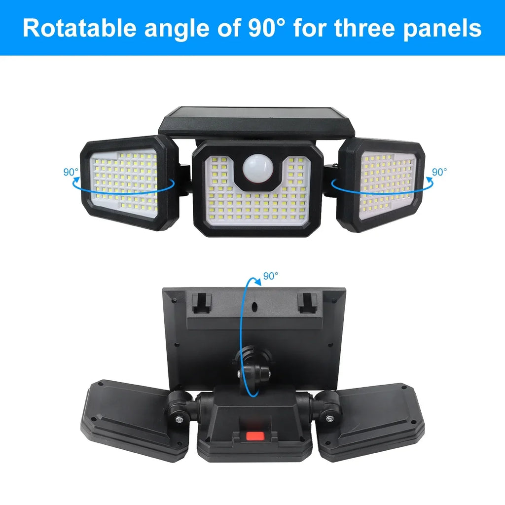Lights Yard Security Sensor Heads (2 Garage with Outside Control Lights for Remote - 210LED Lights 2500LM - exterior 3 Solar Packs) Waterproof Motion Yyton Flood