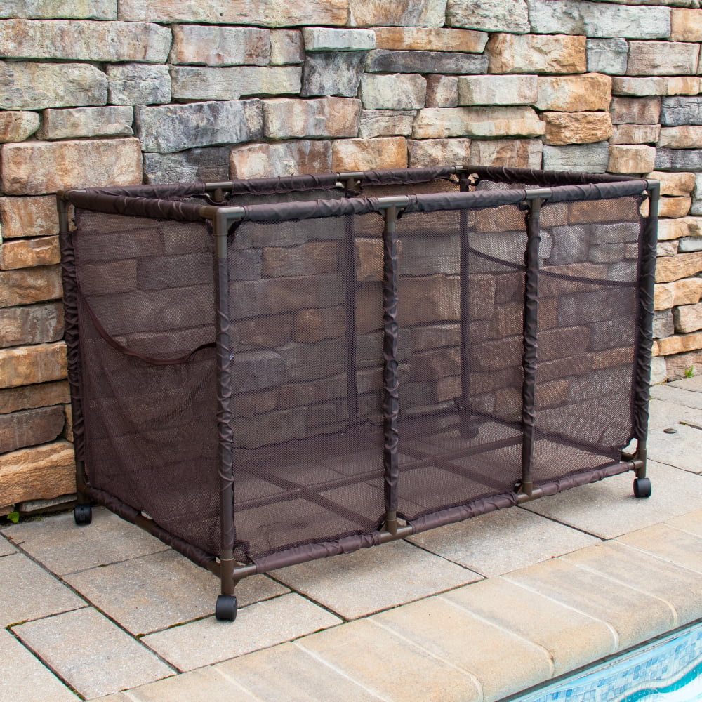 Balls, Essentially x H), and Holder, 28" W Organizer Mesh Rolling x Floats 563009 Yours L Brown design Large, Toys, Pool Equipment Height, Noodles Kids 25" Bin, (43" Storage