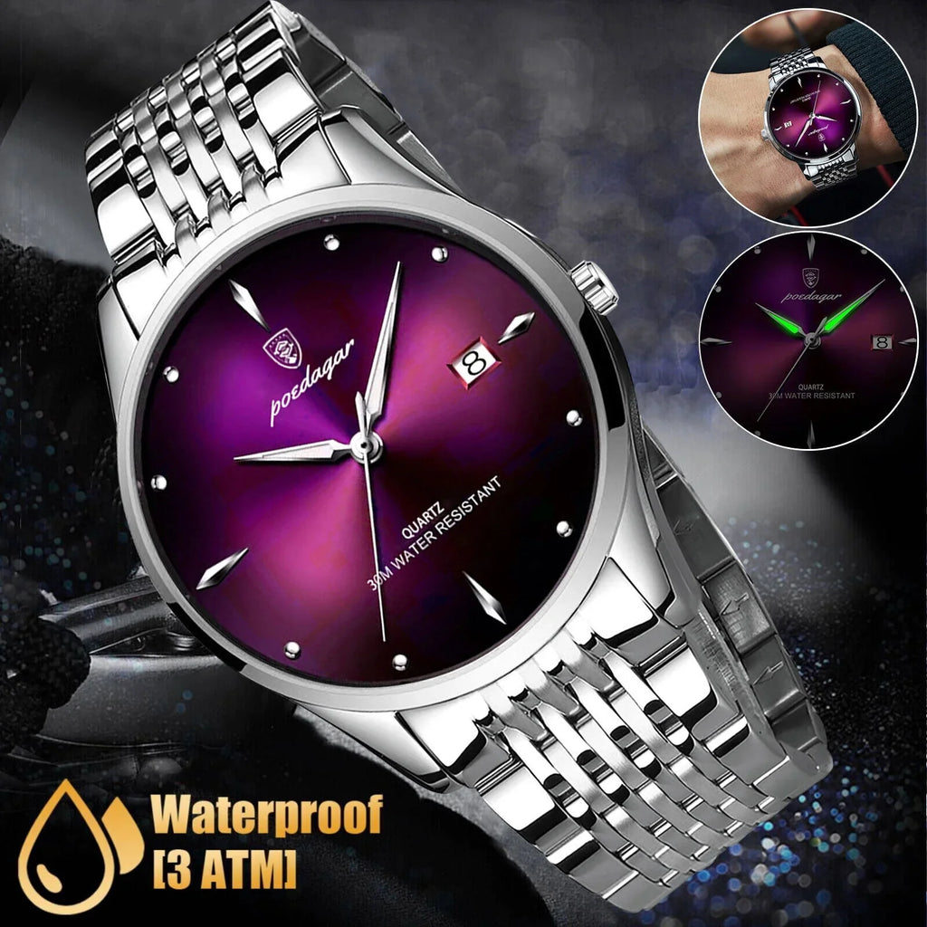 Luxury Luminous Steel Watch Waterproof Men's Classic Stainless Wristwatch Quartz