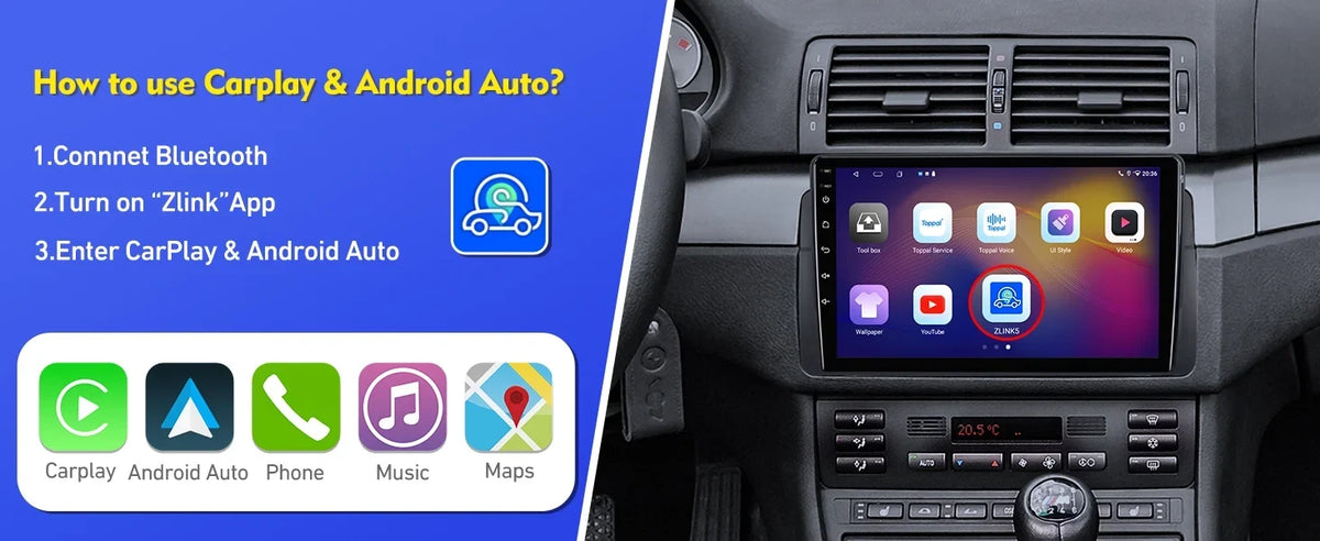 Android Stereo QLED Backup Double Support Radio ZT Car Carplay 12 Touchscreen 75/MG E46/M3/318/320/325/Rover Camera Auto 9-inch Din with Car 6+128G Screen SWC for Android