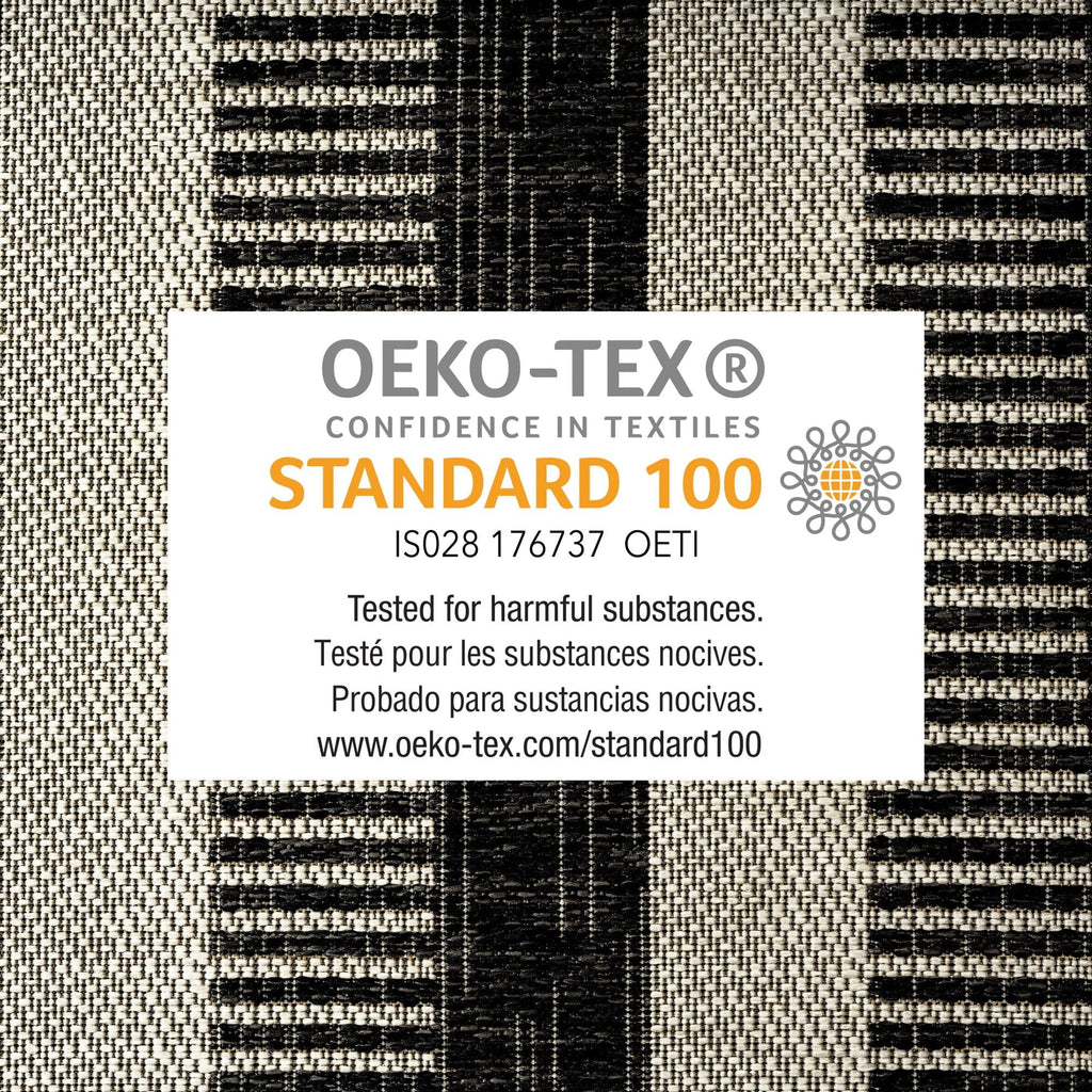 New 5'2"x7'2" Black/Grey, Area Rug, Nicole Striped Patio Charlotte York Miller Country Modern Indoor/exterior