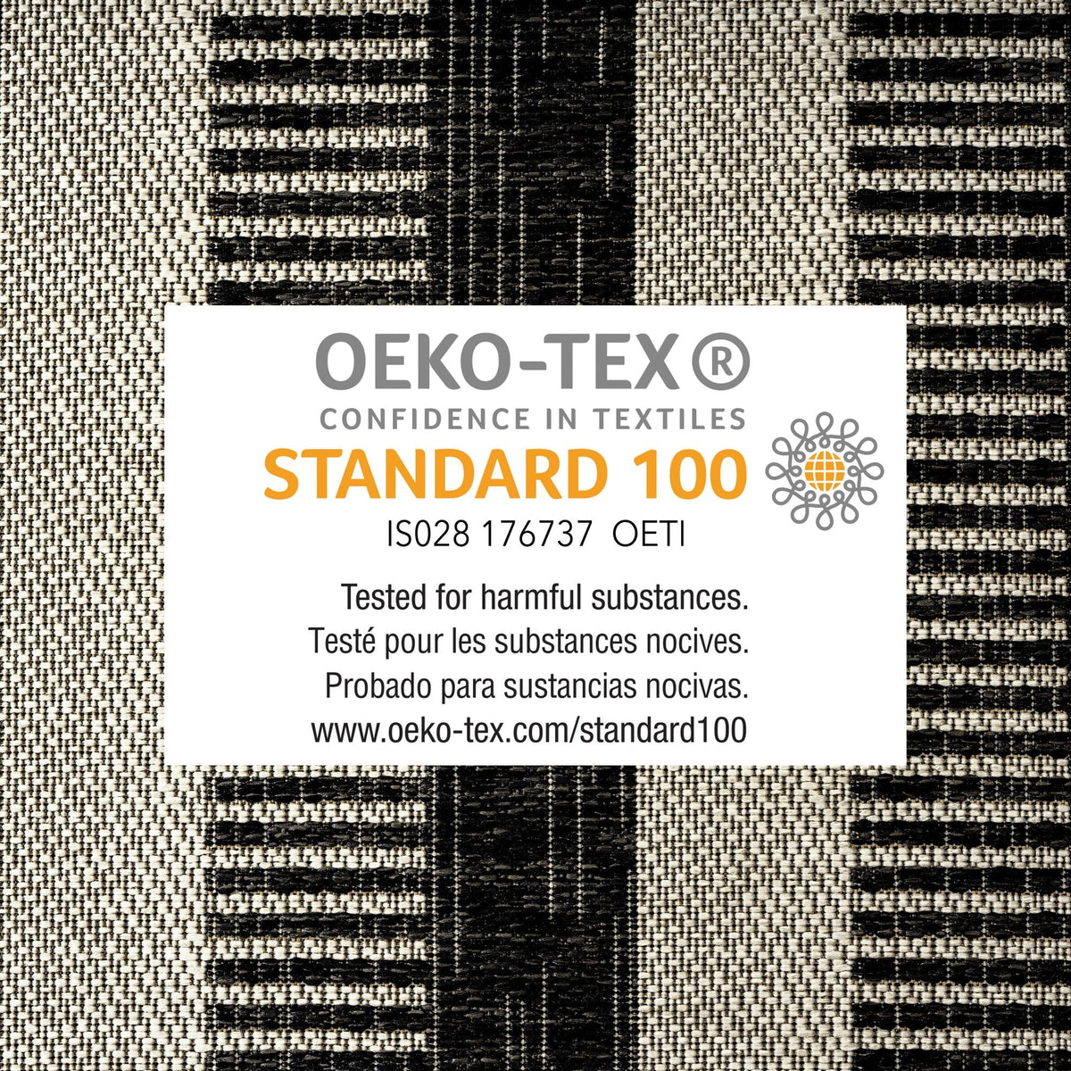 New 5'2"x7'2" Black/Grey, Area Rug, Nicole Striped Patio Charlotte York Miller Country Modern Indoor/exterior