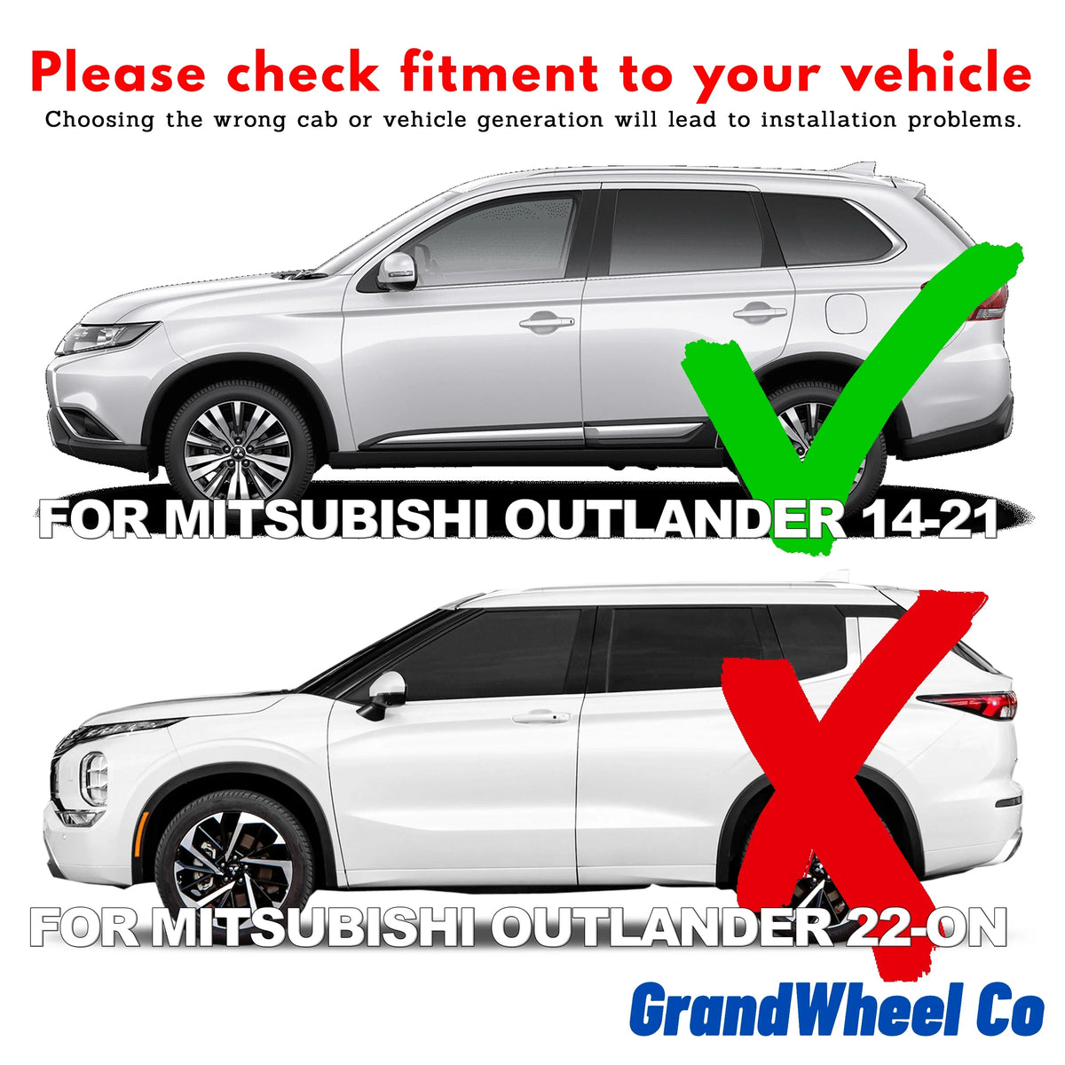Deflectors Compatible Tape-On Co Smoke GW0389 with Window Outlander 4pcs. Mitsubishi Tinted Visor Guards GrandWheel Vent - Rain 2014-2021 Side