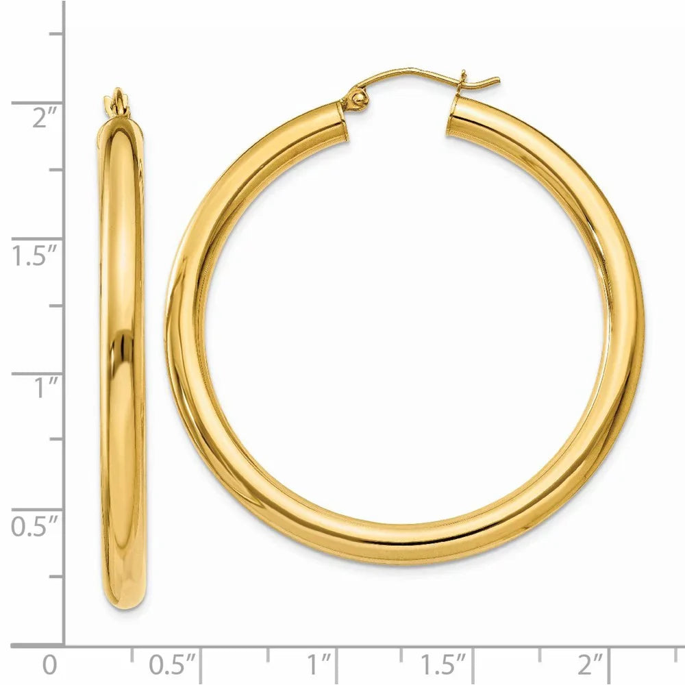Lightweight 4mm Earrings; for Gold for Teens; and Hoop Adults Tube Real Men and Polished Women 14kt Yellow