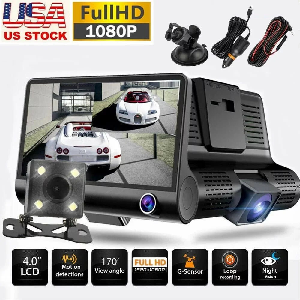 1080P Car 170° with and 4" FHD Rear Dual Lens Dashboard, Camera Recorder Camera NIFFPD G-Sensor Front DVR