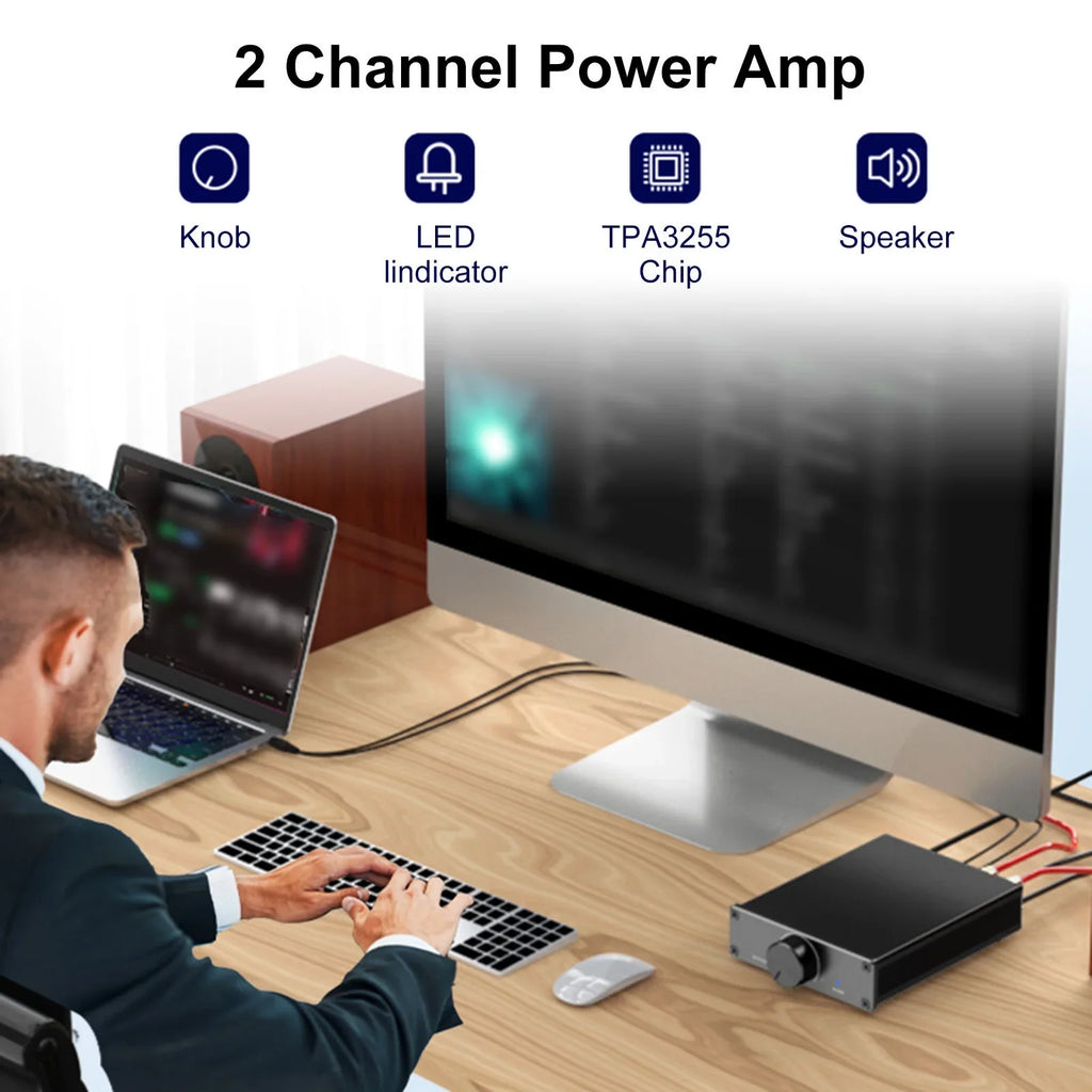 X Digital Audio Speakers Desktop Plug-and-Play Home for Stereo Channel Active 2.0 300W Amplifier Lixada TPA3255 2
