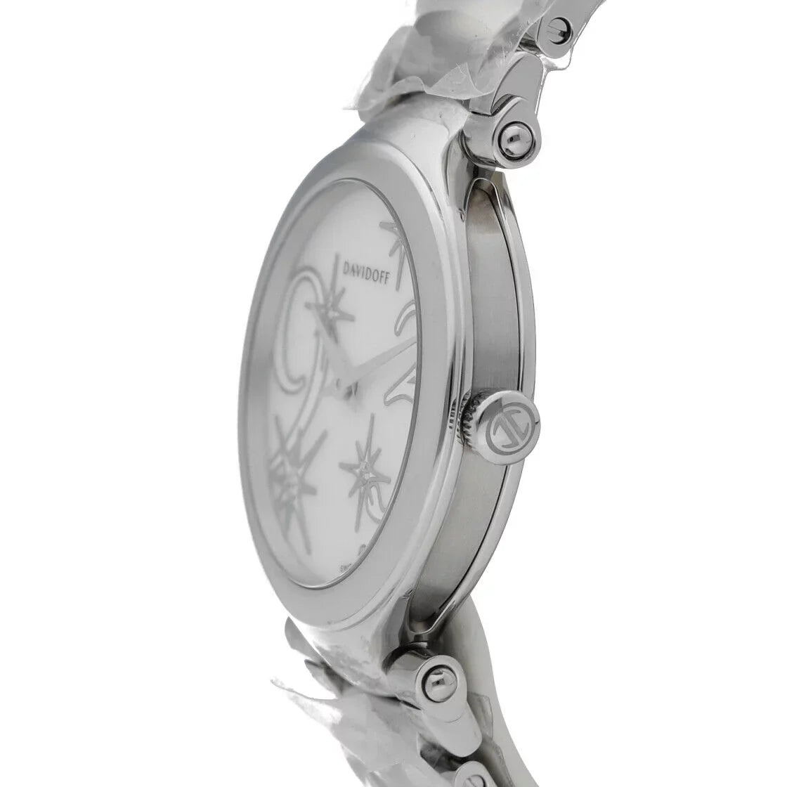 Stainless Women's Pearl Davidoff Steel 21156 Quartz of Watch Mother Lady 30mm