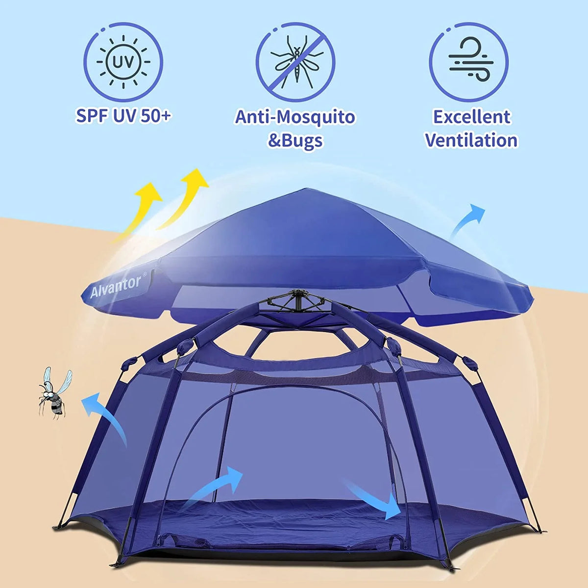 Baby Canopy Portable Alvantor for with Foldable Playard Playpen Play