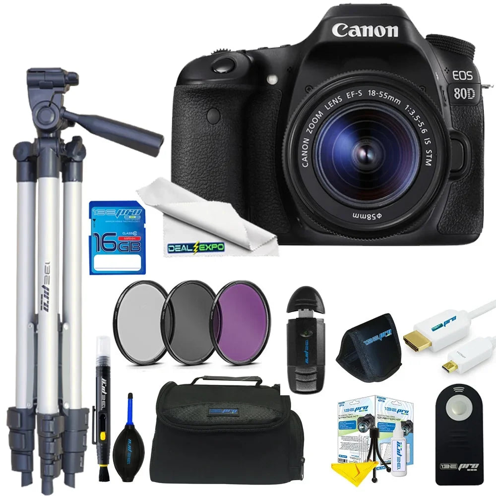 Kit Lens Expo 16GB Basic 80D with 18-55mm Canon Camera + EOS DSLR